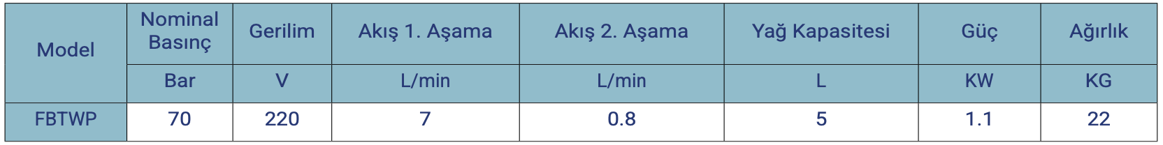 FBTWP SERİSİ ELEKTRİKLİ TORK POMPASI