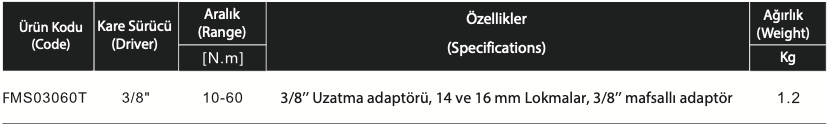 FMS Serisi 5 Parçalı Tork Anahtarı Seti